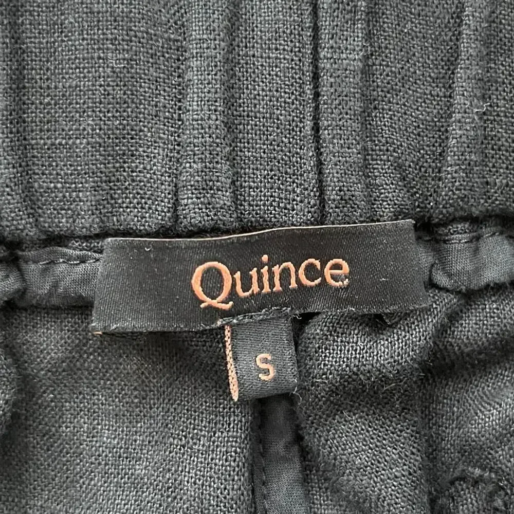 Quince 100% European Linen Pants Black Size S Pull On Crop Ankle Coastal Resort